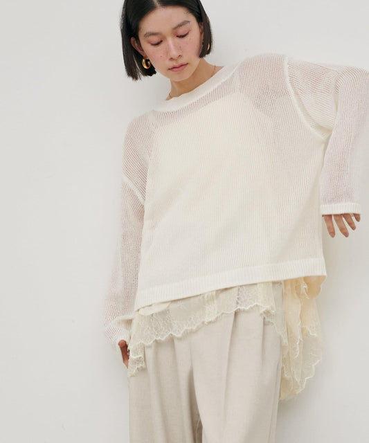 船領吉馬紗透膚針織上衣