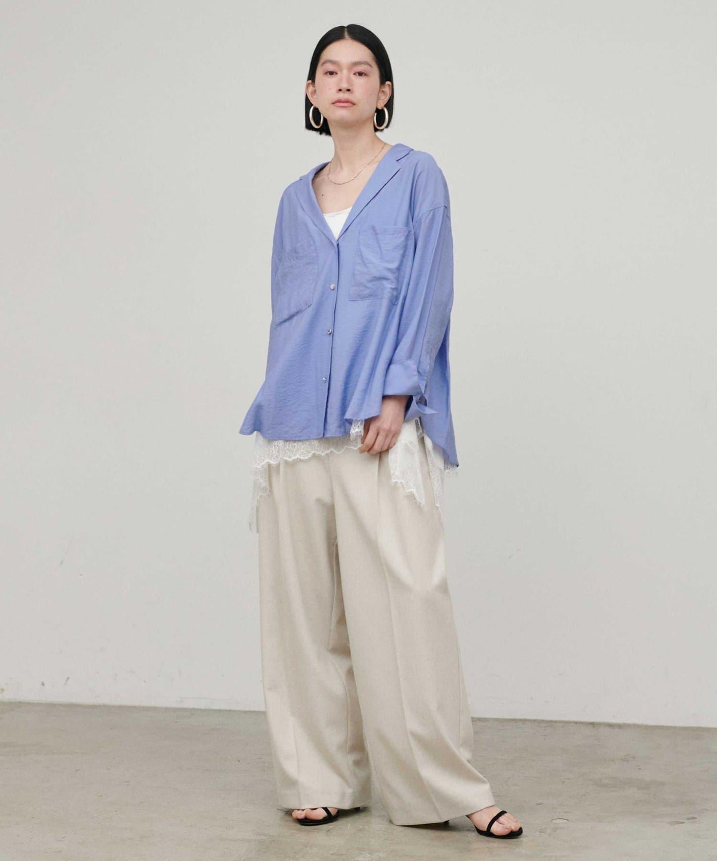 垂墜質感 雙口袋設計 垂墜襯衫