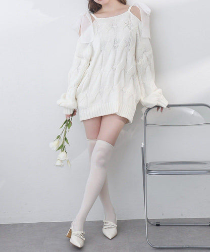 one after another 奶油調色針織上衣