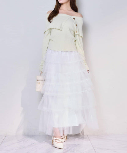 one after another 網紗層疊長款半身裙