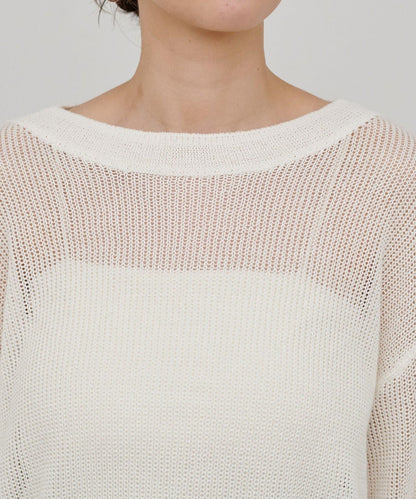 船領吉馬紗透膚針織上衣