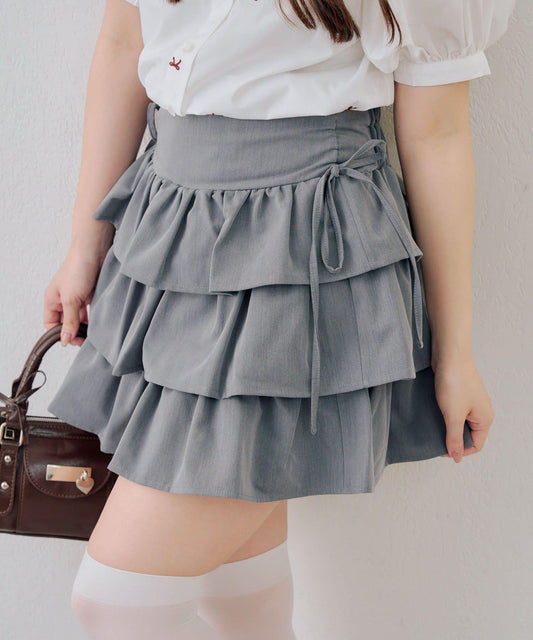 側邊蝴蝶結層疊迷你半身裙