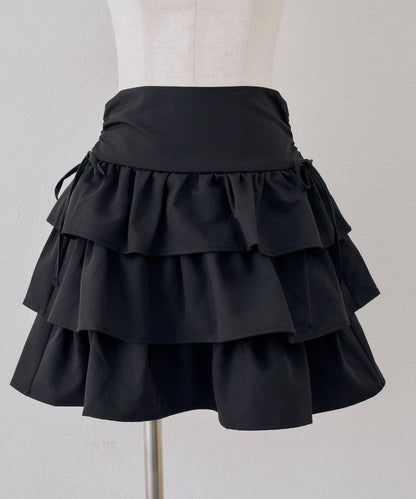 側邊蝴蝶結層疊迷你半身裙