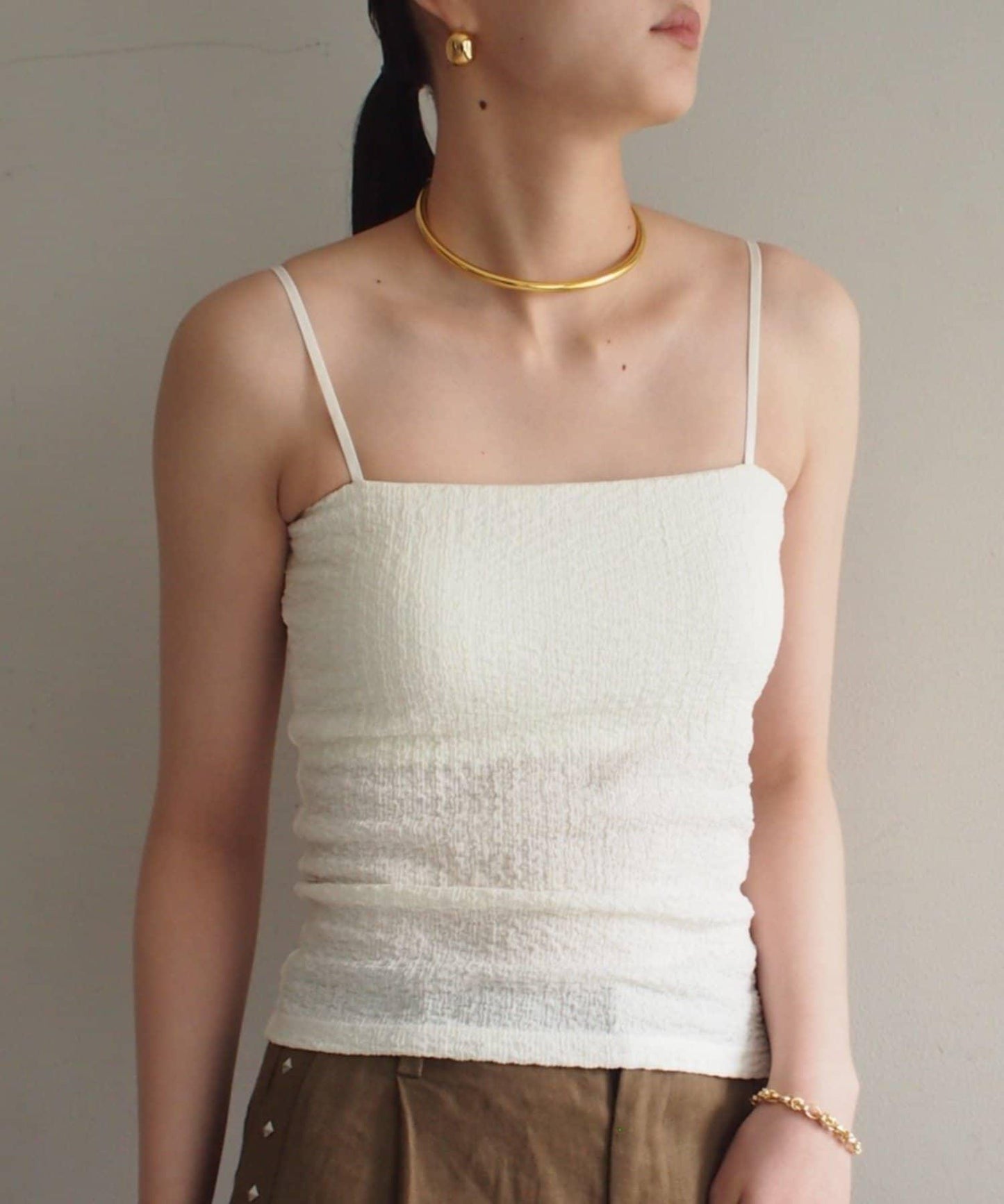 earthy_/アーシー 帶胸墊提花吊帶背心