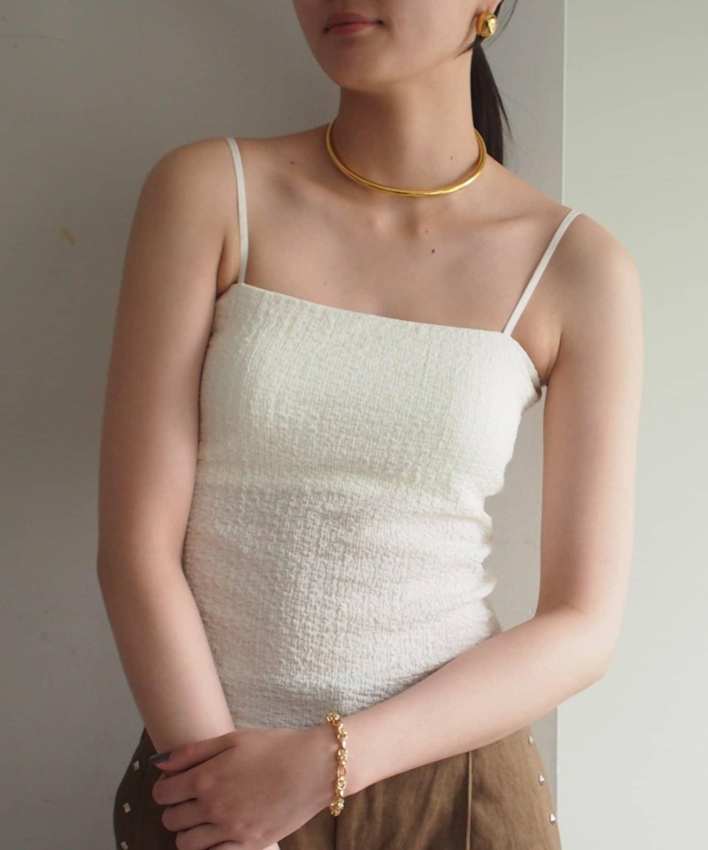 earthy_/アーシー 帶胸墊提花吊帶背心