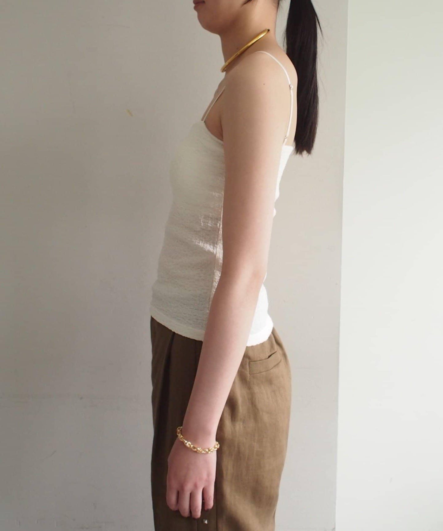 earthy_/アーシー 帶胸墊提花吊帶背心