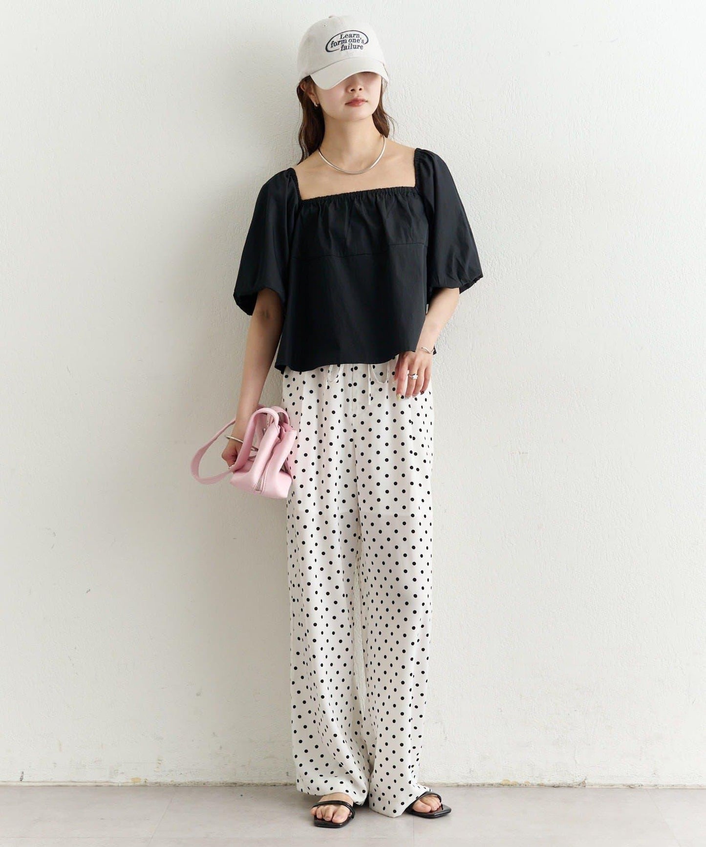 一字肩泡泡袖襯衫