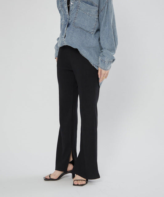 -3kg 褲腳開叉喇叭羅紋褲