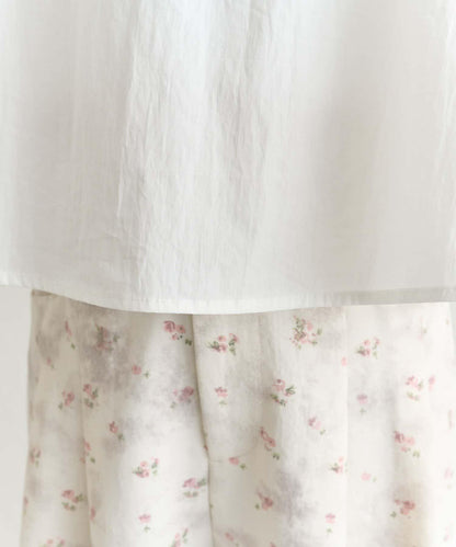 一字肩泡泡袖襯衫