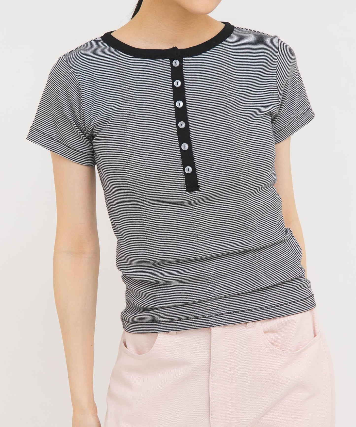Miller Panel ribbed Henley tee T恤