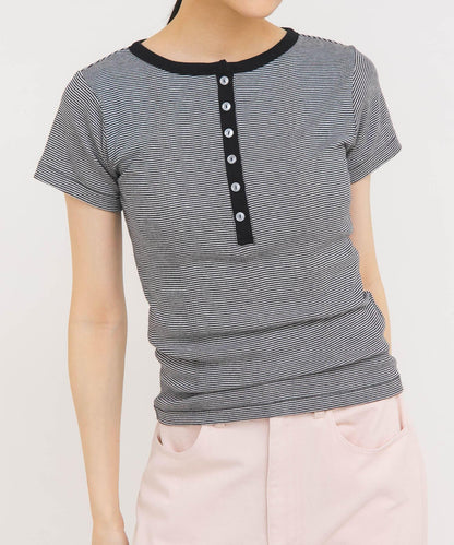 Miller Panel ribbed Henley tee T恤