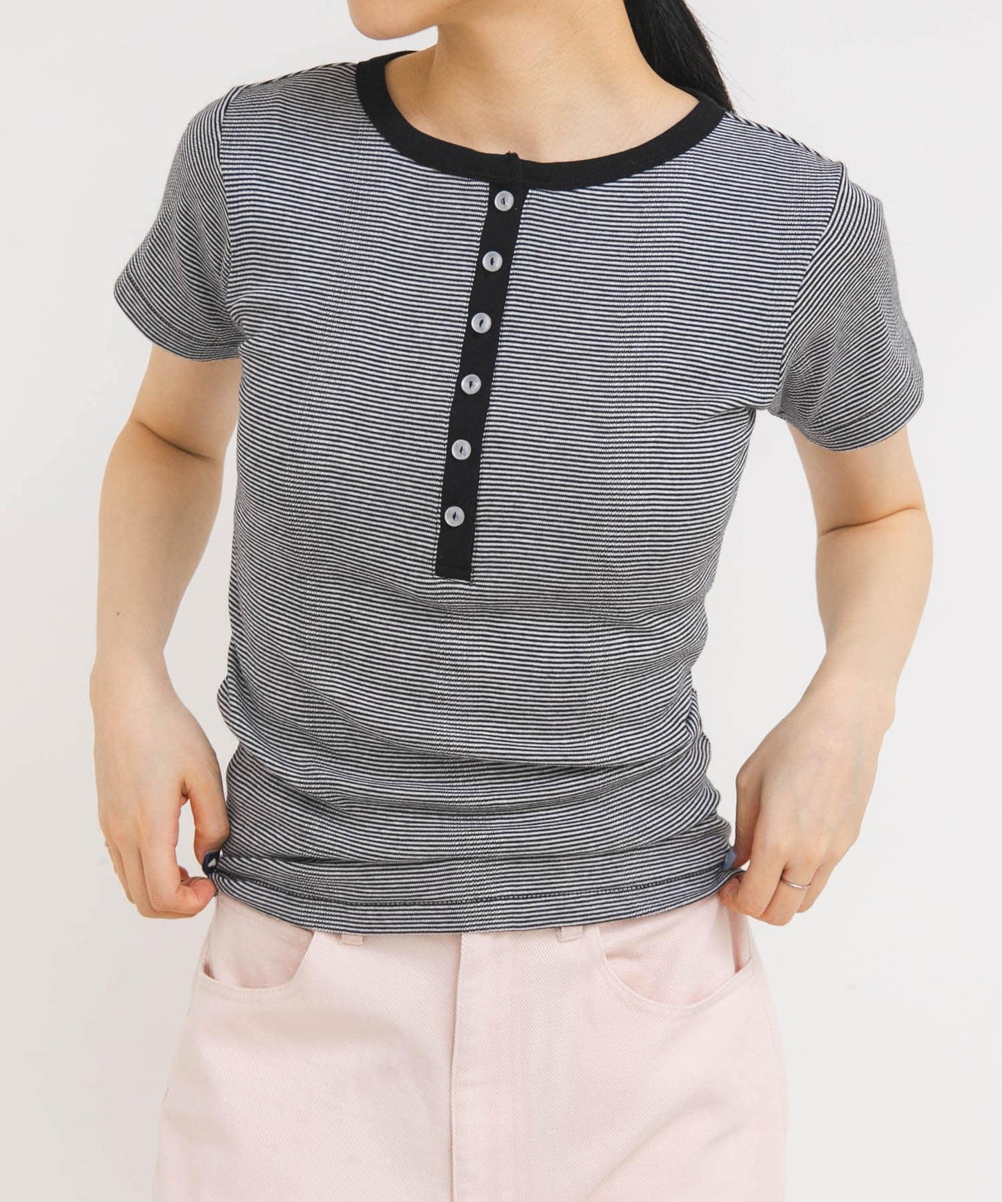 Miller Panel ribbed Henley tee T恤