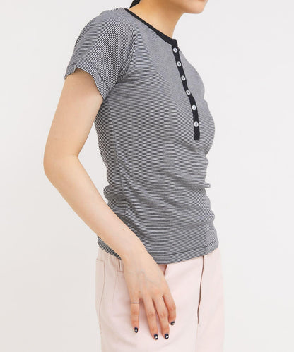 Miller Panel ribbed Henley tee T恤