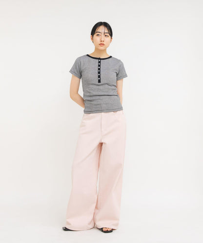Miller Panel ribbed Henley tee T恤