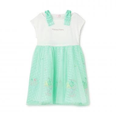 冰沙刺繡拼接連衣裙