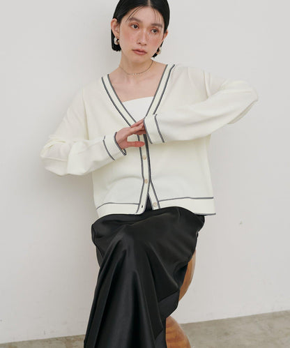 強捻配色線條 針織開衫