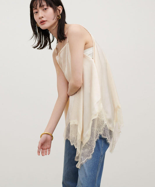 皺感緞面 前後兩穿 吊帶上衣