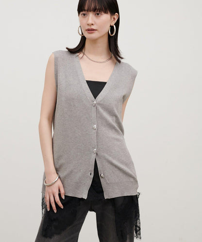 再生聚酯質感紐扣背心（線上）