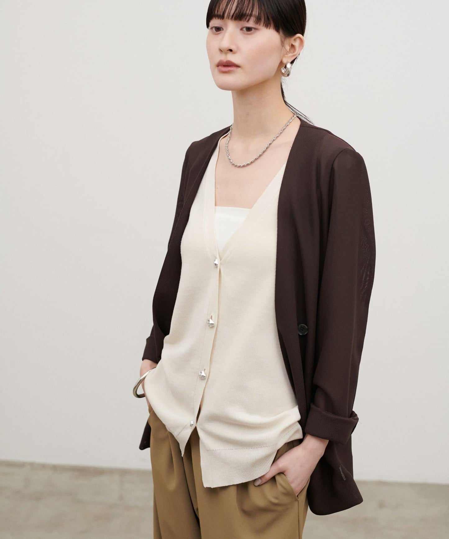 再生聚酯質感紐扣背心（線上）