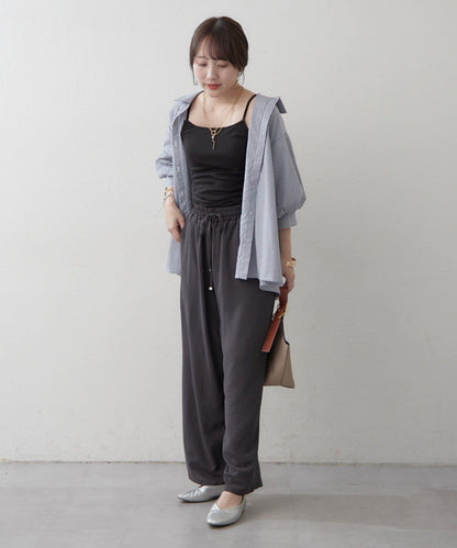 舒適易搭 寬鬆闊腿 鬆緊休閒褲