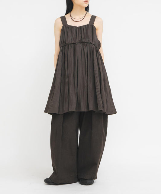 褶皺設計 短款連衣裙