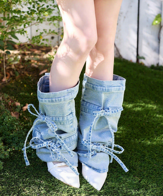 one after another 牛仔風設計 腿套