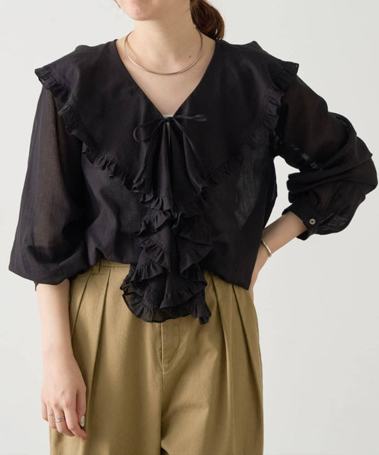 荷葉邊開襟襯衫 FRIPIER