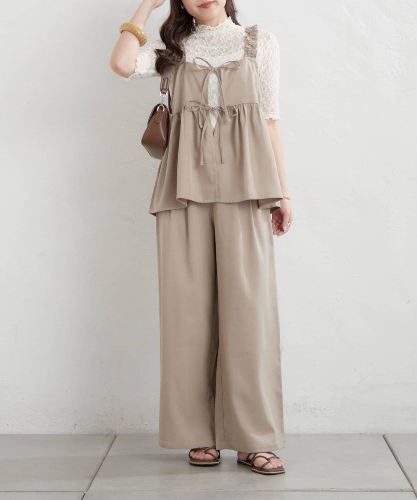 前蝴蝶結束胸兩件套裝