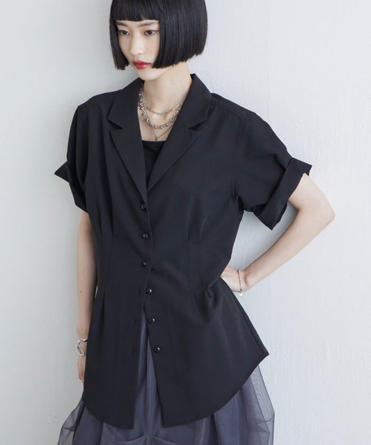 短袖腰褶 夾克襯衫