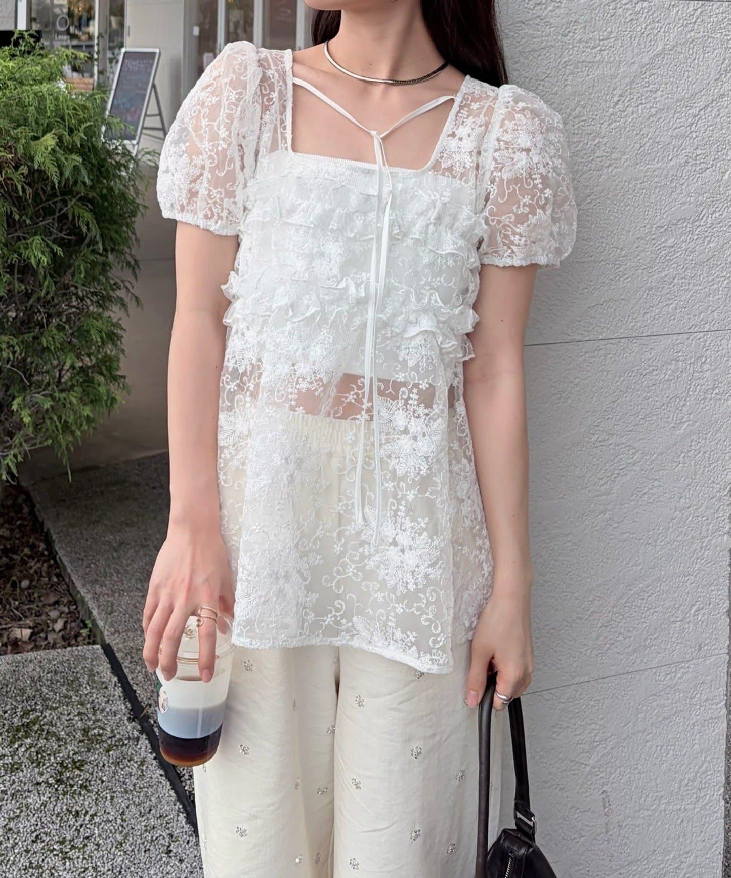 @____ri__125 精選 WHT 歐根紗花卉襯衫