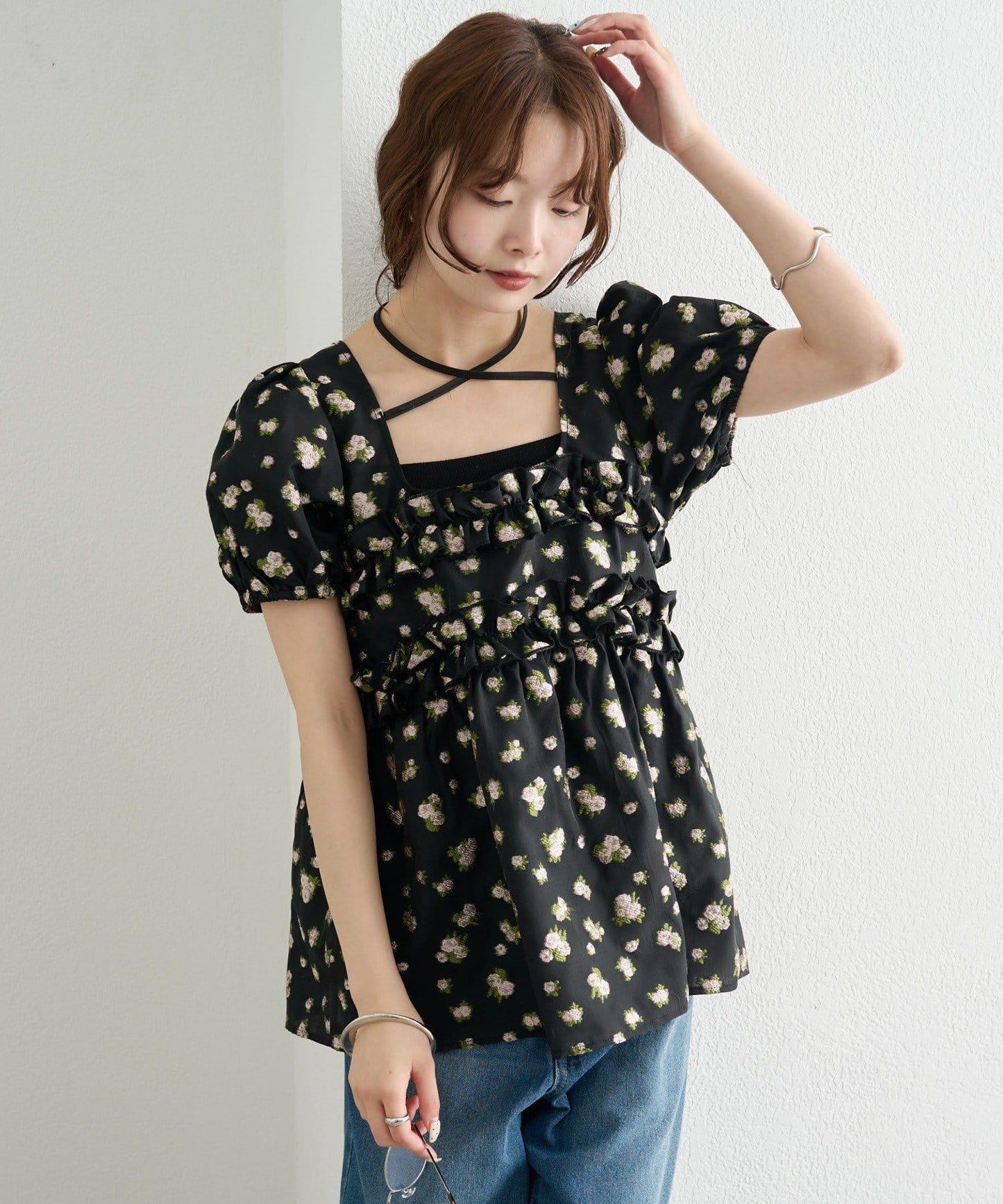 @____ri__125 精選 WHT 歐根紗花卉襯衫