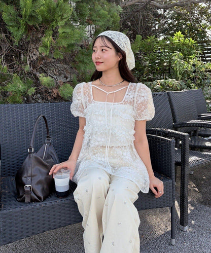 @____ri__125 精選 WHT 歐根紗花卉襯衫