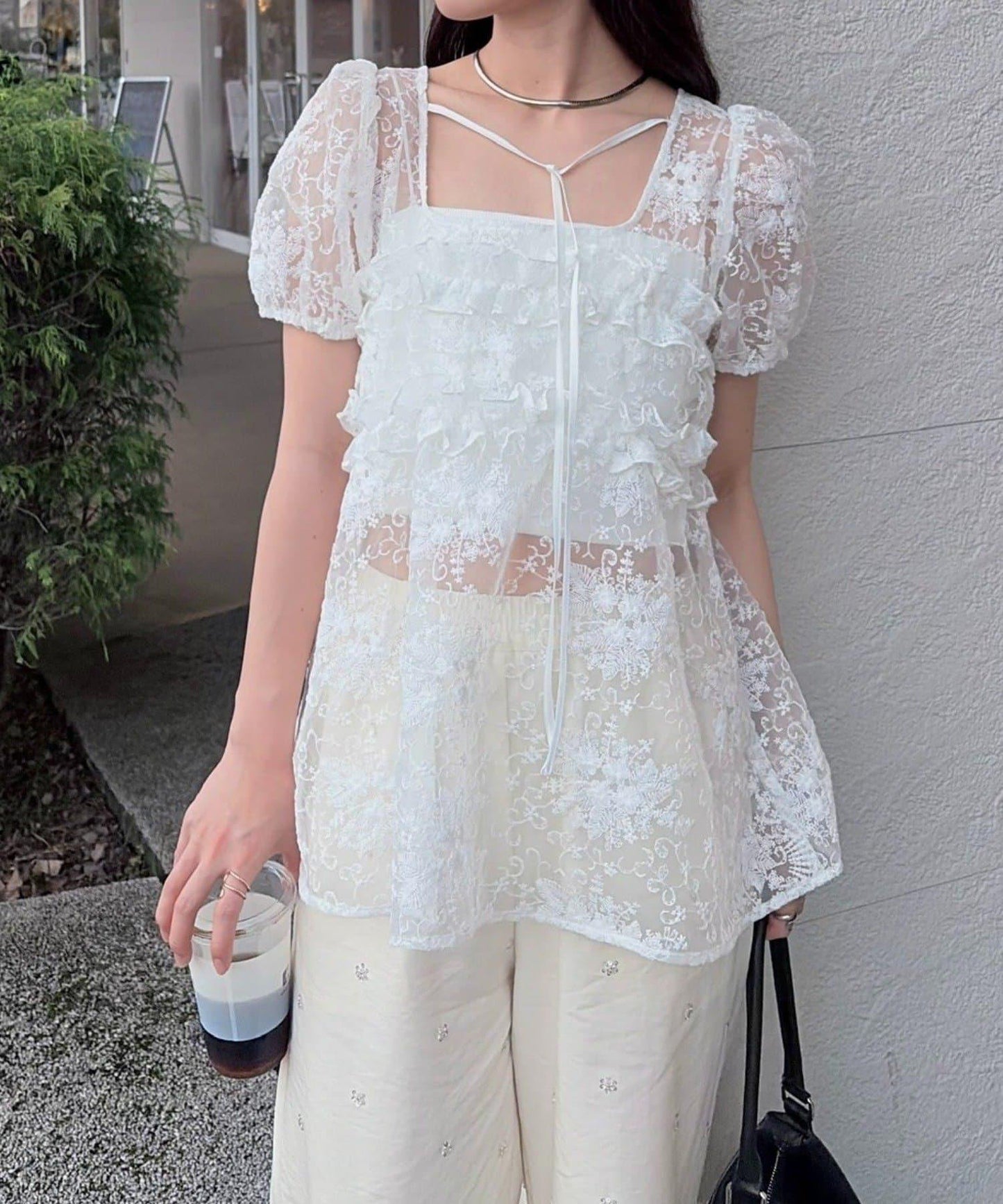 @____ri__125 精選 WHT 歐根紗花卉襯衫