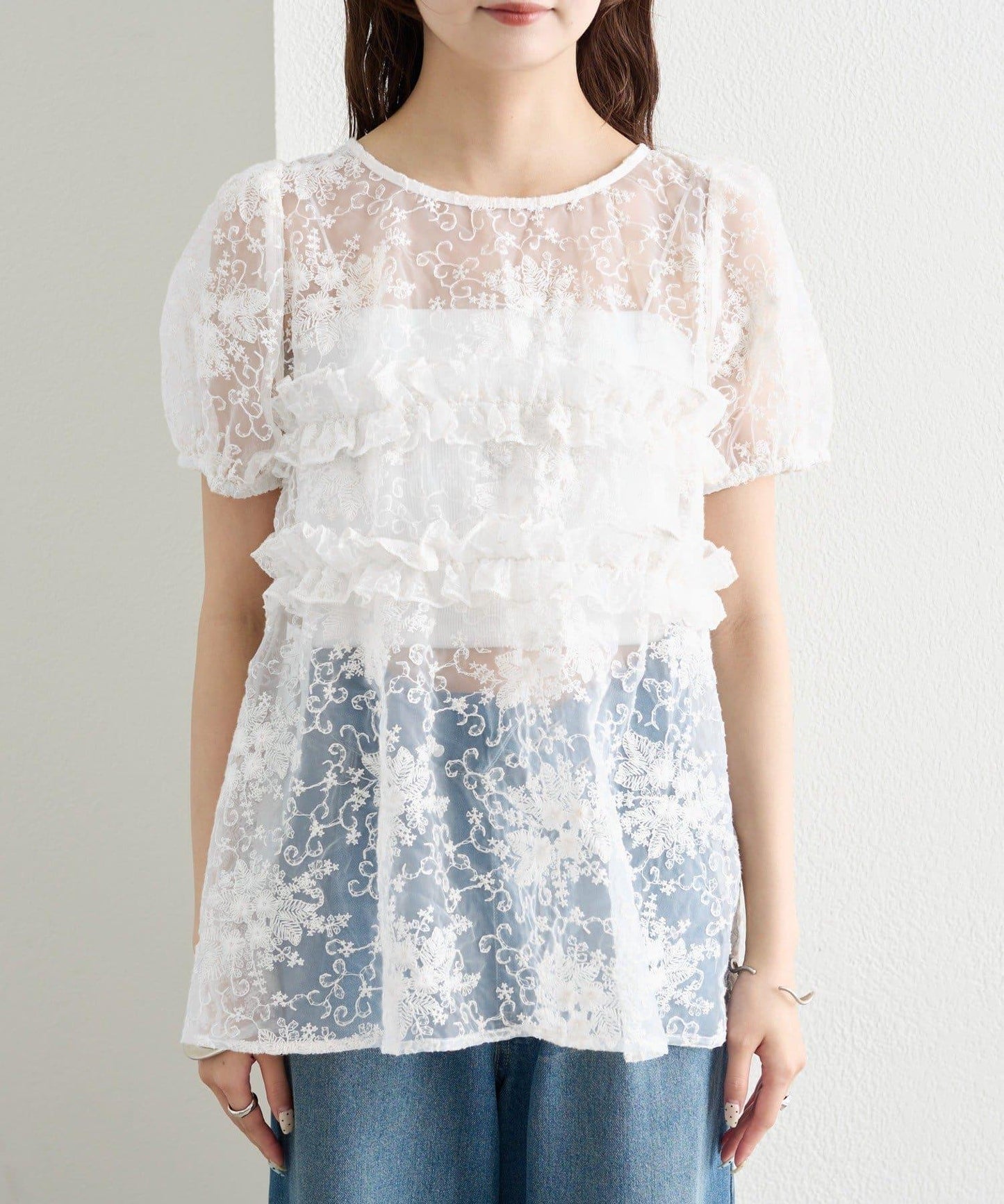 @____ri__125 精選 WHT 歐根紗花卉襯衫