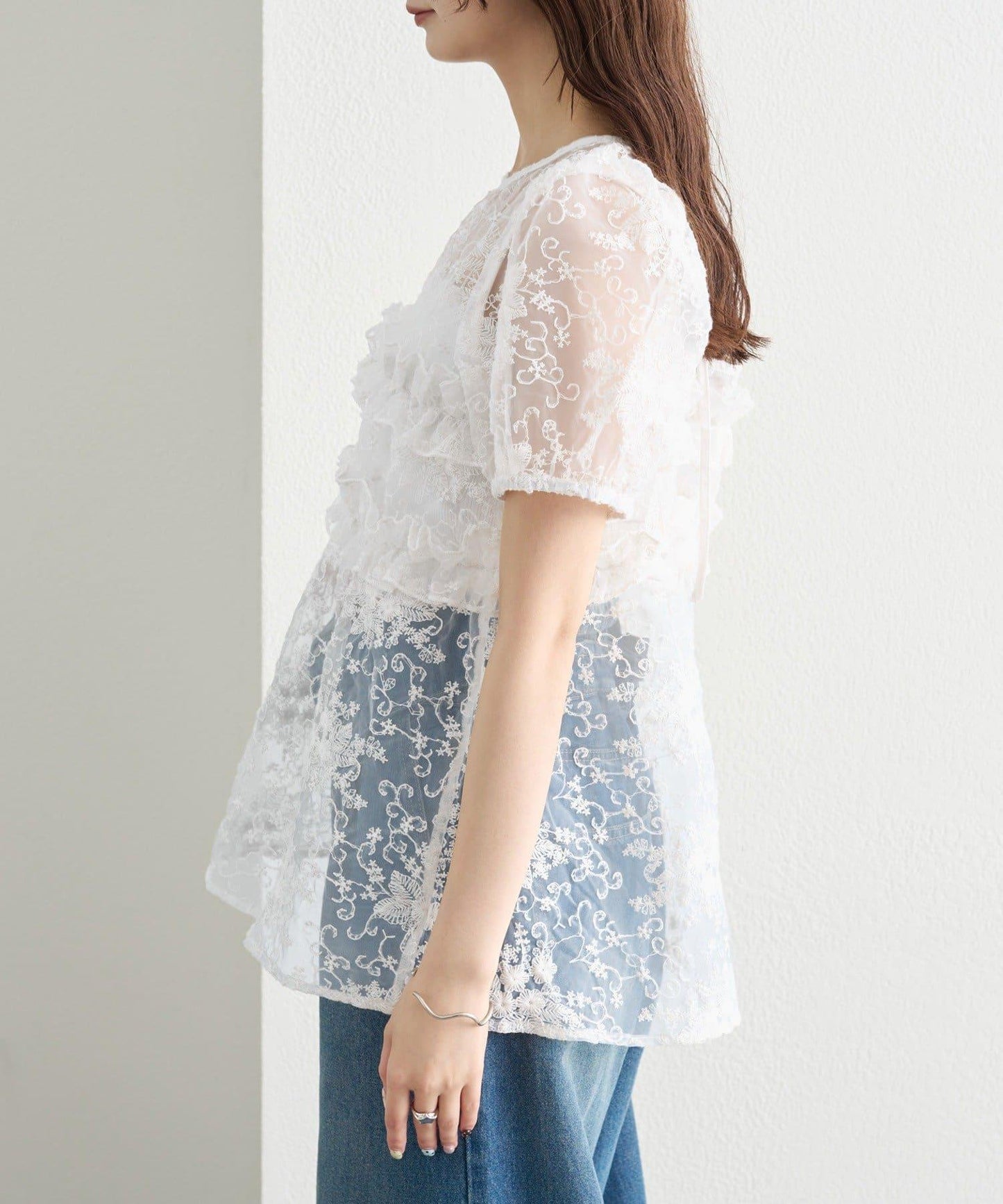 @____ri__125 精選 WHT 歐根紗花卉襯衫