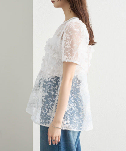 @____ri__125 精選 WHT 歐根紗花卉襯衫