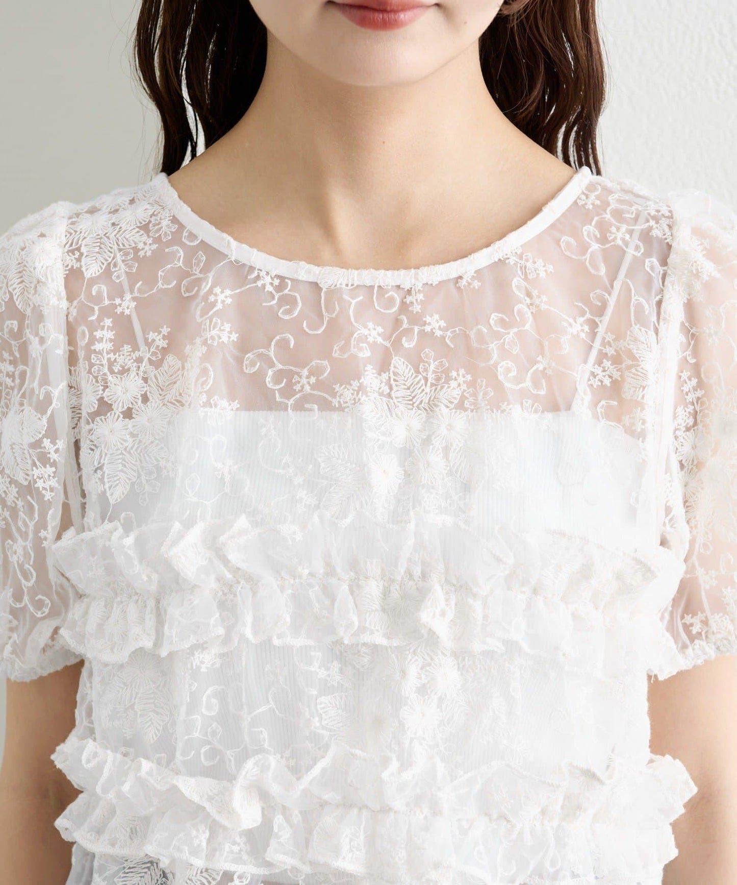 @____ri__125 精選 WHT 歐根紗花卉襯衫