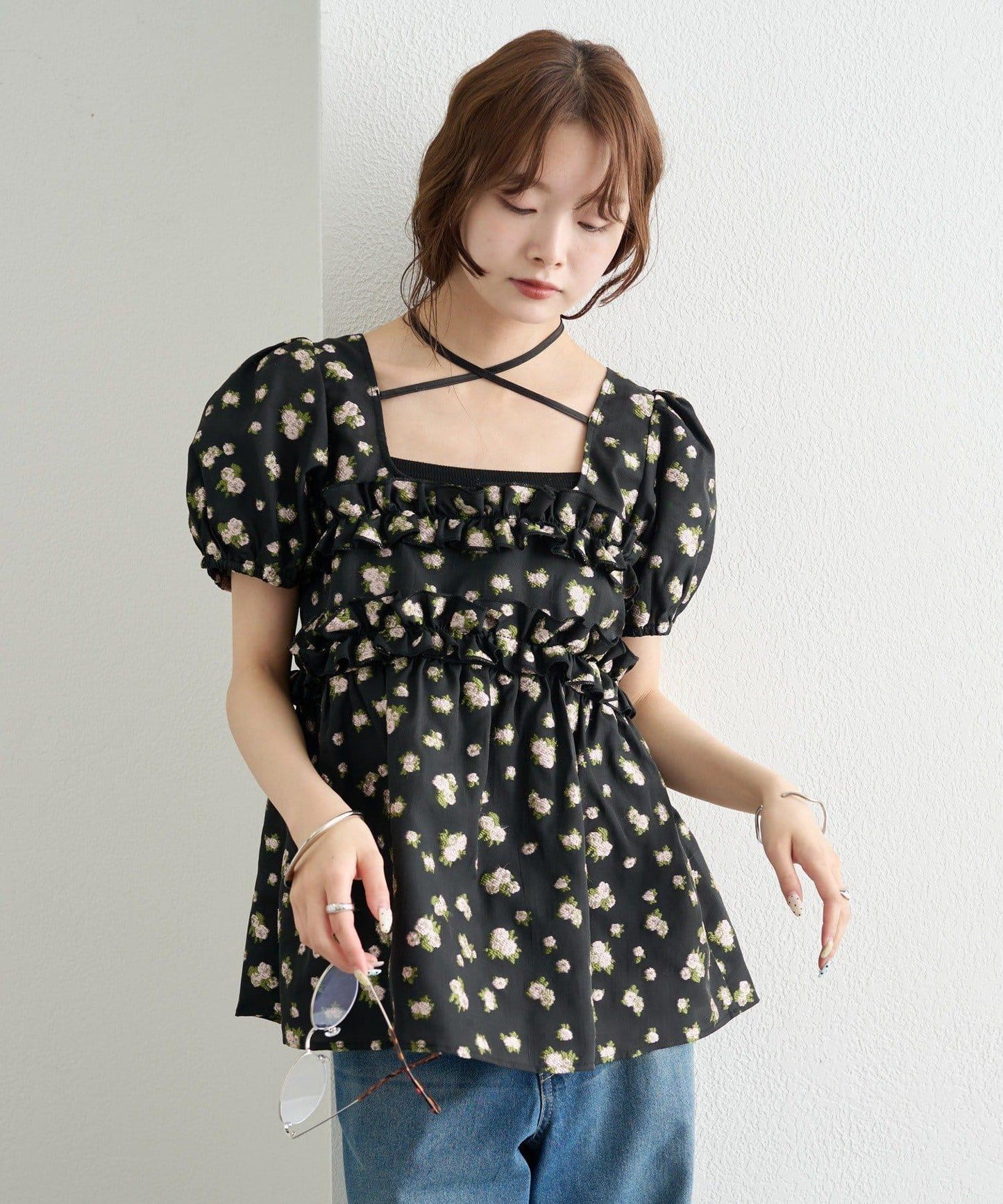 @____ri__125 精選 WHT 歐根紗花卉襯衫