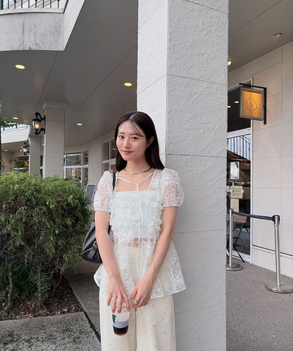 @____ri__125 精選 WHT 歐根紗花卉襯衫