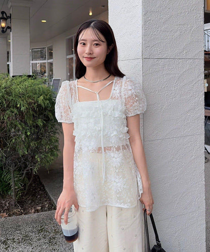 @____ri__125 精選 WHT 歐根紗花卉襯衫