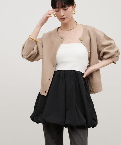 內置胸杯拼接泡泡廓形吊帶背心