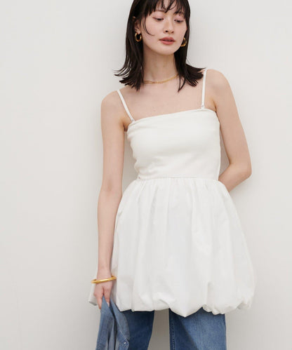 內置胸杯拼接泡泡廓形吊帶背心