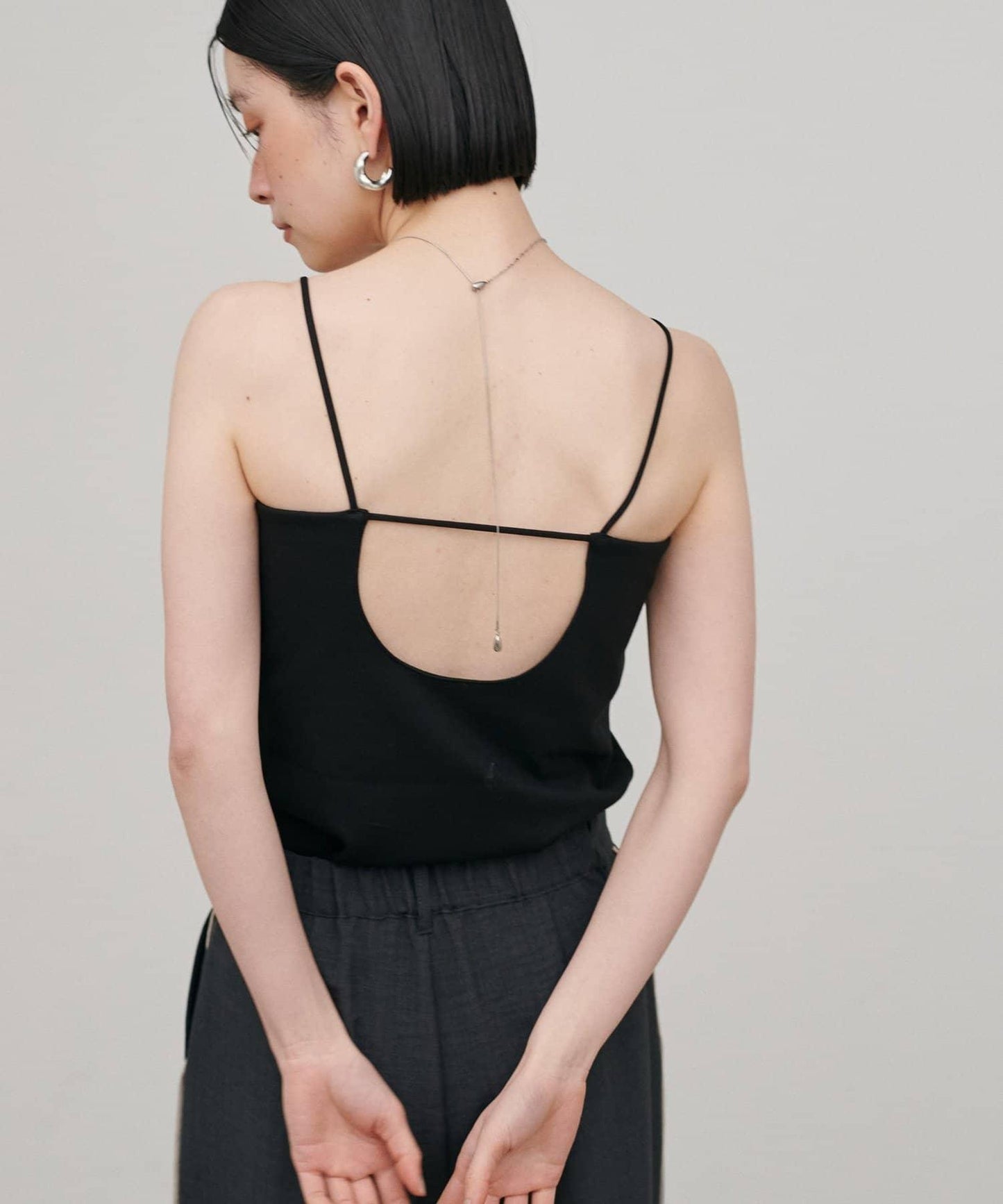 帶胸墊 後背開口 彈力Ponte面料 吊帶上衣