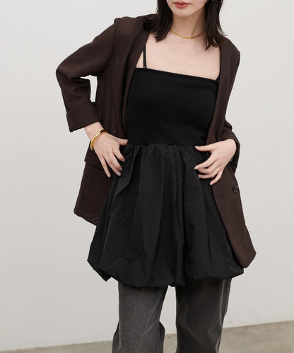 內置胸杯拼接泡泡廓形吊帶背心