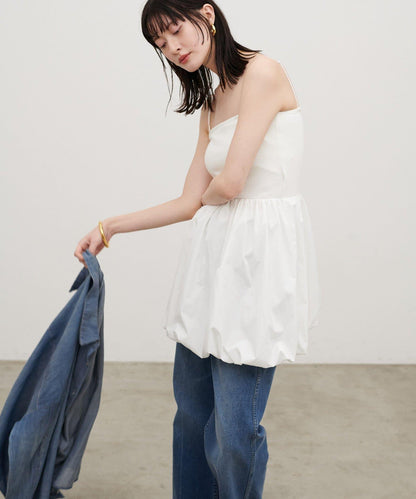 內置胸杯拼接泡泡廓形吊帶背心