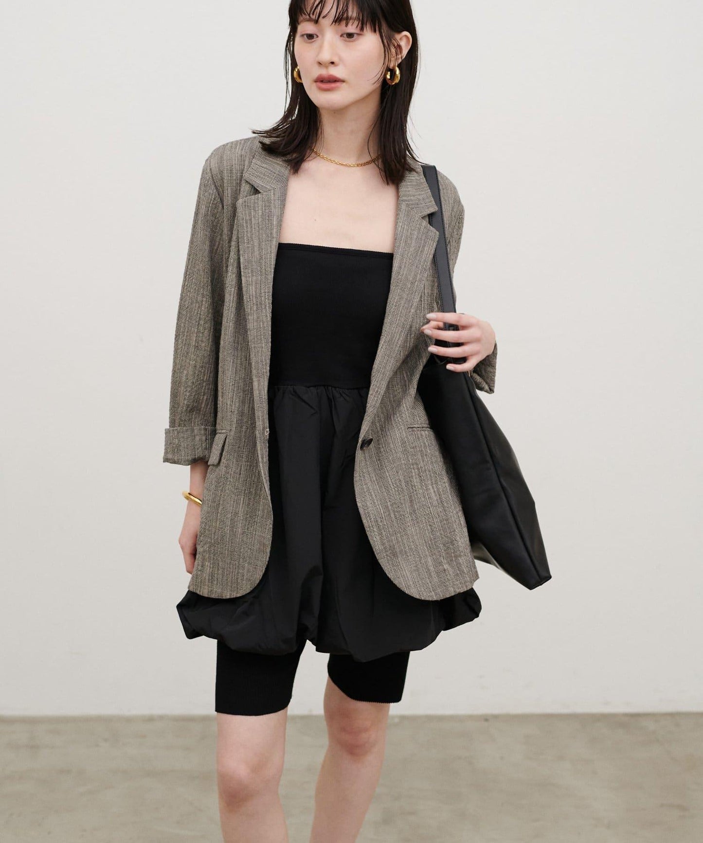 內置胸杯拼接泡泡廓形吊帶背心