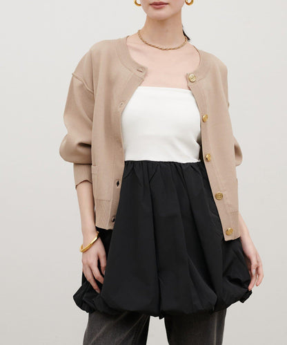 內置胸杯拼接泡泡廓形吊帶背心