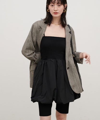 內置胸杯拼接泡泡廓形吊帶背心