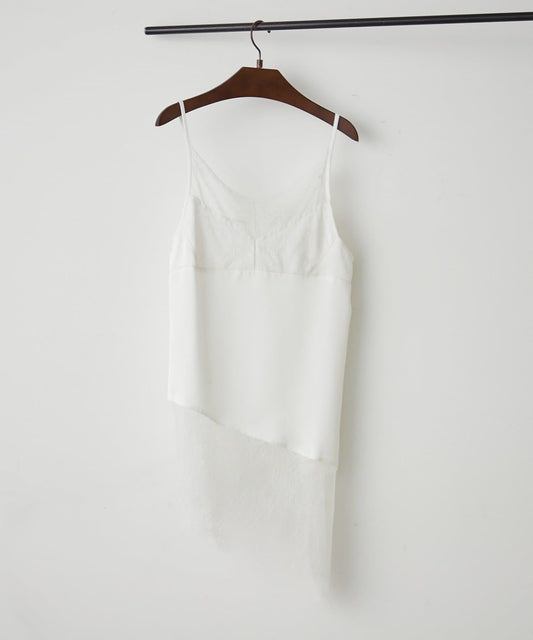 可選下襬設計 蕾絲拼接 緞面 吊帶上衣