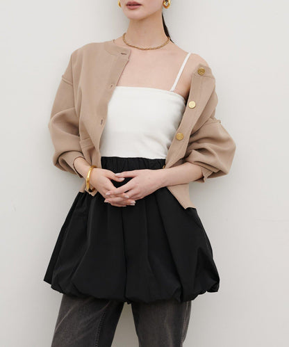 內置胸杯拼接泡泡廓形吊帶背心